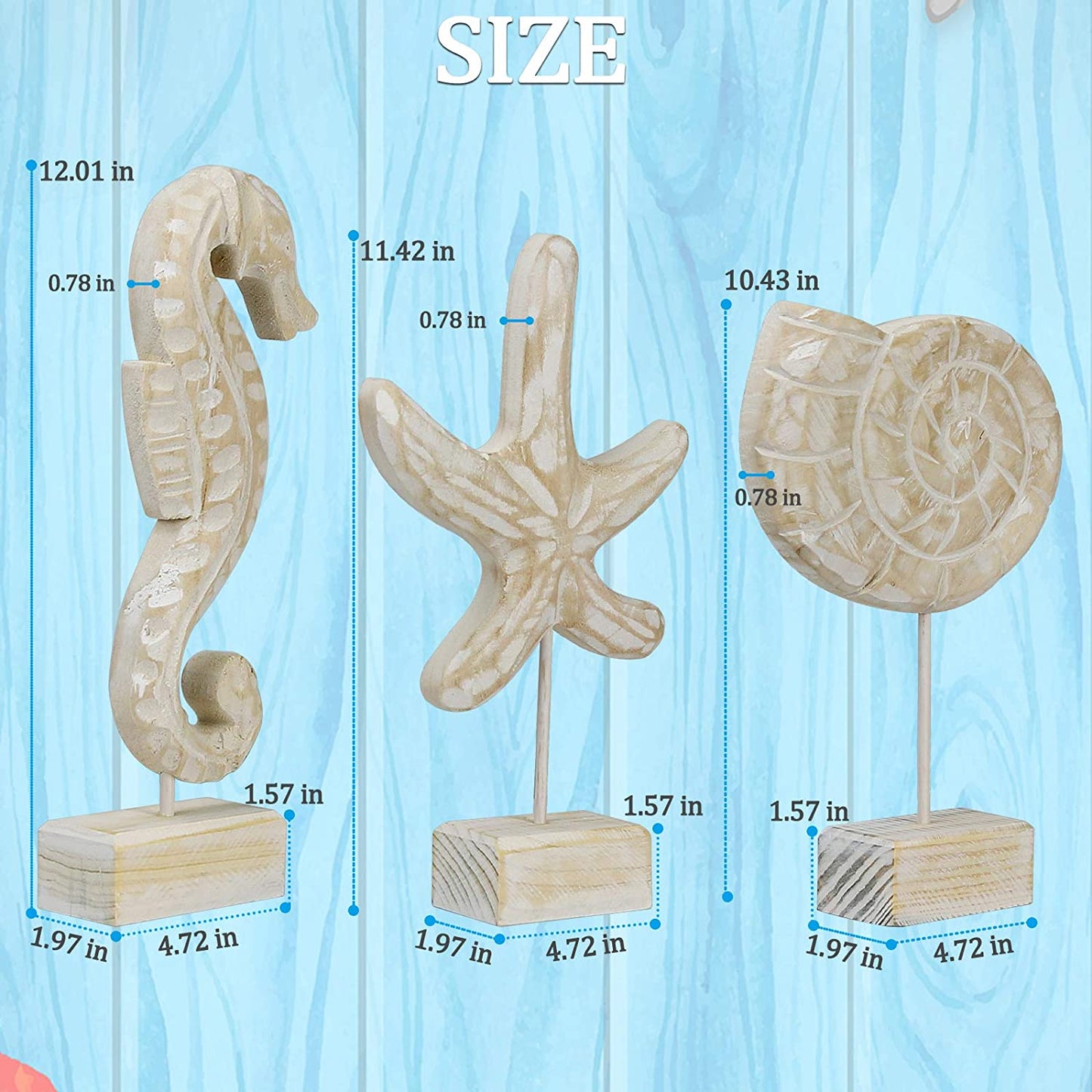 Room Decor: 3pcs Wood Handmade Beach Nautical Style