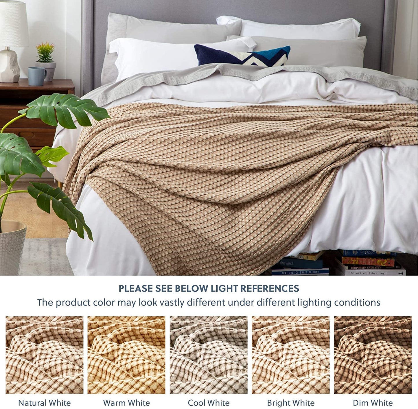 Waffle Weave Blanket - Brown