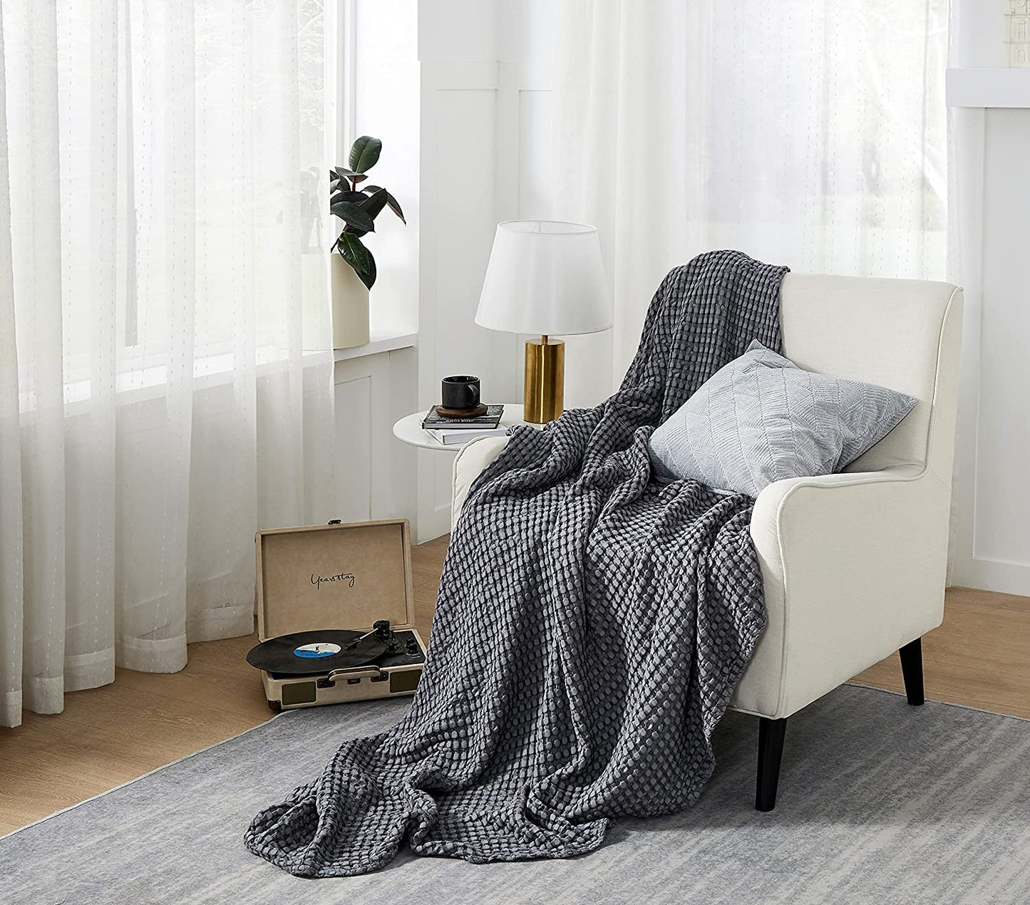 Waffle Weave Blanket - Grey